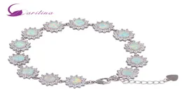 Glam Luxe Mysterious 925 Sterling Silver Overlay CZ White Fire Opal Bracelets for Teen Girls 22cm 885インチB4612491105