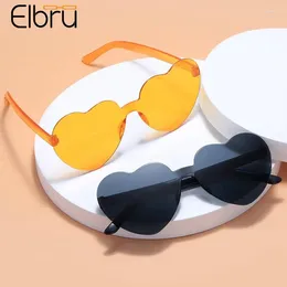 Occhiali da sole elbru simpatici donne a forma di amore telai senza cornice colore colore cleart lente a forma di cuore occhiali da sole