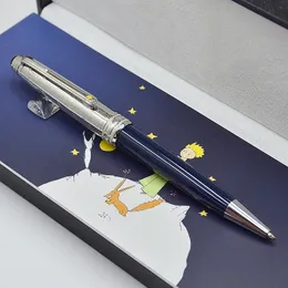 Lüks küçük prens mavi ve gümüş 163 roller top kalemi / tükenmez kalem / çeşme kalemi ofis kırtasiye markası yazma kalemi yazma kalemi 240417