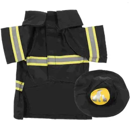 Dog Apparel Santa Claus Outfit Firefighter Costume Cat Cosplay Fireman Puppy Jacket Coat With Firefighting Hat Size S Black