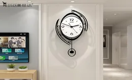 Meisd nordische Wanduhr Pendel moderne Hangin -Uhr Wall große Heimquarz Mute Uhr Kreativ Live Room Horloge 2103103660366