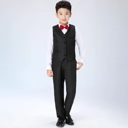 Giyim Setleri Çocuklar Elbise Elbise Çocuklar Resmi Şiir Okuma Yarışması için Set Seti Yatak Down-Down yaka gömlek Yelek Pantolon Bow-Tie Toddlers çocuklar