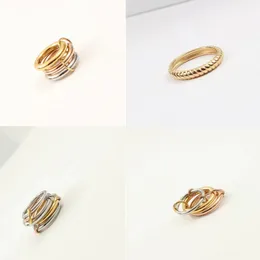 Hot Sale Senior Designer Halley Gemini Band Rings Spinelli Kilcollin Brand New Luxury Industrial Wind Jewelry Gold 925 Sterling Silver Multiple Ring Mother Day Gift