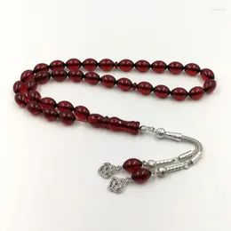 Strand Rosário 33 Minchações Muçulmanas Tasbih Red Taskhan Oração Islâmica Presente Eid para as pulseiras Misbaha do Islã