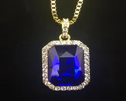 Nuovo maschile Bling Fux Lab Ruby Ruby Necklace 24Quot 30Quot Box Catena Gold Placted Iced Out Sapphire Rock Rap Hip Hop Hop Hop F8653246