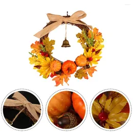 Decorative Flowers 30cm Pumpkin Wreath Artificial Berries Pine Cone Maple Home Decor