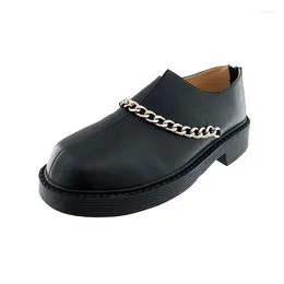 カジュアルシューズBmante Men Dress Luxury Trainers Leather Adult Male Spring Slip-On Chain Flats Black Japan Style Owen Fashion