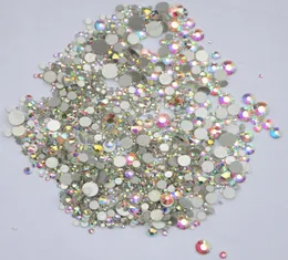 Super Glitter ss3ss50 Nail decoration 3D Glass Nail Art Rhinestones Crystal AB Flat Back Non Fix Rhinestone mix sizes Deco7220149