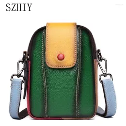 Bag Fashion Mini Bags for Women Monedero äkta läder Telefonväska Vågsdesigner Luxury Bolsa Feminina Pequena Crossbody Brand