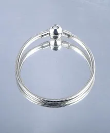 925 Sterling Silver 18K Bracelets Bracelets Round -Bead -heap -fit charms Bead Bead Wedding Bangelet Home Gift for Women8006972