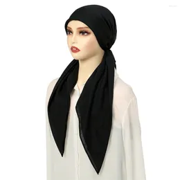 ملابس عرقية مسلم امرأة عادية الحجاب عمامة قبعة مسبقة المربوطة للسيدات ذيل طويل بونيت كيميائي كبسولة تساقط الشعر وشاح التفاف بيني