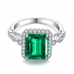 Clusterringe Ruif Luxus Real 9k Gold 3CT Labor Emerald Ring für Frauen elegantes Temperament Engagement Hoches Schmuck