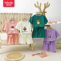 Kläder sätter hibobi 2-stycken barns kortärmade kostymer Summer Boys 'Clothes Girls' Shorts T-shirts Round Neck Breattable Suit