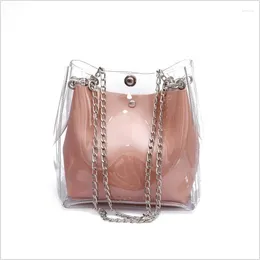 Umhängetaschen PVC Women Messenger Cross Lod Bag Chains Süßigkeiten Farbe Gelee Sommer Strand Handtasche transparent Mode PU