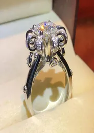 Элегантная цветочная корона 1ct лаборатория бриллиантовое кольцо 925 Стерлинговое серебро серебряное обручальное обручальное кольца для женских свадебных ювелирных изделий Y8125679