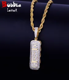 Piller Bottle Necklace Icedout Material Copper Cubic Zircon Double Color Men Hip Hop Rock Street Jewelry Pendant With Rope Chain8641373