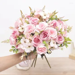 Fiori decorativi decorazione floreale artificiale sposa bouquet fai da te matrimonio giardino christams seta rosa ortensia piante finte