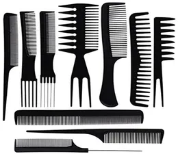 10pcsset Profesjonalny szczotka do włosów grzebień salon Salon Barber Anti Static Grube zębaty ogon Hairdressing Graws Hairdressing Care ST7664085