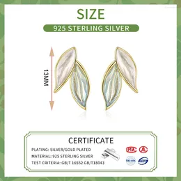 أقراط مسمار Meetsoft 925 Silver Drip Glue Legratient Leaves for Fashion Women Light Luxury Jewelry Fine Associatory Sidealist Accessories