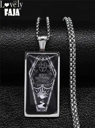 Gothic Coffin Pentagram Sonne Edelstahl Schwarzes Glas Silber Farbe Halskette Menwomen Schmuck Collier Homme N5185S03 NEC72090553