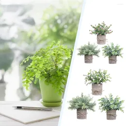 装飾的な花3x非毒性と無害なシミュレーション緑の植物は、家庭で楽しむ頑丈な耐久性のある偽の盆栽セット