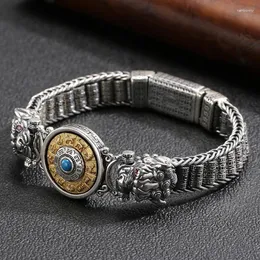 Link Bracelets Chinese Feng Shui Bagua Yin Yang Bracelet Men Women Vintage Tibetan Buddhism Six Character Mantra Amulet Jewelry Gifts