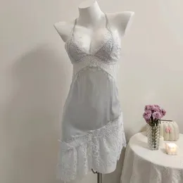 Vestido noturno de alta qualidade feminino Pijama retrô para mulheres Summer Summer Lace Open Sling Sling de corte de corte de volta para casa Roupas sem costas