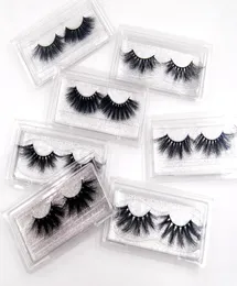 25mm 5D Mink ögonfransar med transparenta plastlådor Crisscross Strands Cruelty Soft Long Fake Eyelashes4241852