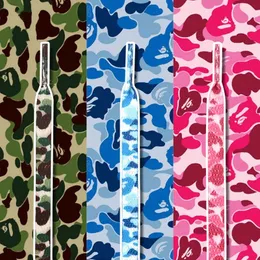 1Pair Camouflage Print Shoelaces 8mm Bredd Elastiska snören för sneakers 120140160cm gummiband Flat Casual Shoes Accessorie 240419