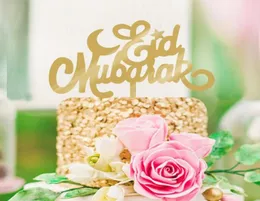 Eid Mubarak Ramadan Wedding Acryl Cake Topper Muzułmański Islam Glitter Hadj Decor Acryl Mubarak Cake Insertion Tppers SRTand5777960