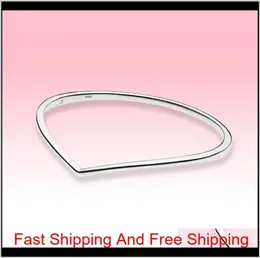 Nytt polerat Wishbone Bangle -armband Kvinnor Högkvalitativa smycken för 925 Sterling Silver Armband med Original Retail Box OC VI1FL8799839