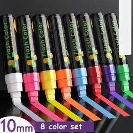 Haile 8Color/مجموعة أقلام الفلورسنت العلامة ، الطباشير القابل للمحافظة 5/6/8/10mm للقرطاسية لدقة LED لوحة Graffit 240423