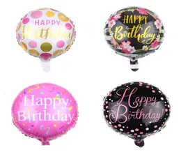 Födelsedagsfestdekor tryckta runda ballonger 18 tum Happy Birthday Balloon aluminium folie ballonger barn leksaker uppblåsbar ballong bh4779365