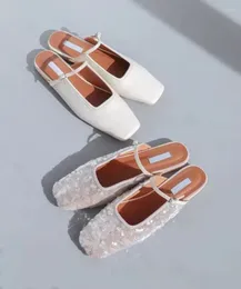 スリッパスクエアトゥーレディースシューズアドバンスセンスZapatos Mujer Baotou Zapatillas Bling Bling Design Sandalias 2024 Spring Summer