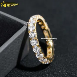 Gorąca sprzedaż Pass Tester Diamond 3 mm Eternity Band 18K Solid Yellow Gold Empagmuen Morsanite Diamond Pierścień