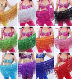 Belly Dance Costume Shine Tassel Fringe Hip Belt Midje Wrap Kirt Dancing Costume 30pcslot T2I3346801925