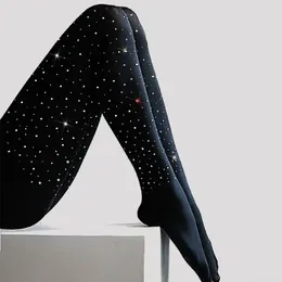 Donne calze 2024 Sexy taglie forti collant di strass di strass 100den elastico bling cristallo ab autunno inverno diamante spesso collant di alta qualità