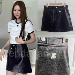 Fashion Classic Trendy Luxury Designer Cloth 2024 Women Spring Summer High High Wiist Slim European American Style Jenny Same A-Line PU Leather Skirt C5