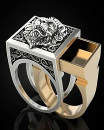 Alyans Liemjee Personality Aslan Kafatası Yüzüğü Yaratıcı Görünmez Kutu Depolama Mücevherleri Erkekler için Kadınlar Özellik Namour Charm Hediye A6130209