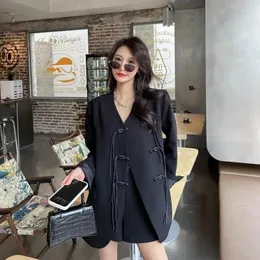 Ternos femininos insozkdg 2024 primavera/outono mulheres amplas pretas blazer casual jacket slimming slimming roupas de alta qualidade roupas