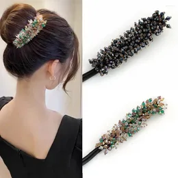 Hair Clips Korean Style Acrylic Crystal Flower Headband Accessories Hairpin Bun Maker Twist Stick Jewelry Wedding