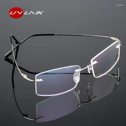 Sunglasses Frames UVLAIK Frameless Titanium Aolly Glasses Frame Man Women Elastic Metal Eyeglasses Foldable Temples Myopia Spectacle