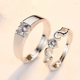Ringos de cluster 2 PCs Love Heart Zircon Casal Set Fashion Lover Bridal Noivado de casamento do dia dos namorados Ring Jewelry Gifts