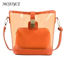 Borse da sera Pvc Clear Borse Women Fashion Shopping Hobo Simple Satchel Girls Crossbody Solid Color Messenger