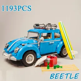 1193PCS Technical Bule Beetle Building Blocks 10252 High-tech Sportcars Model Assemble Vehicle Bricks Toys Kids Adult For Gifts 240428