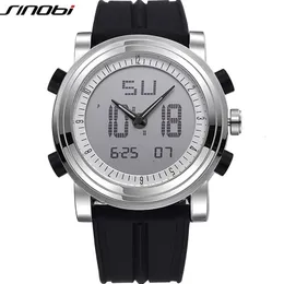 Sinobi Brand Sports Chronograph Mens Wrist Watches Digital Quartz Double Movement Waterproof Diving Watchband Mannes Clock 240428