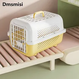 DMSMISI PET Air Box Lufttransport Pet Cage Wenn tragbare Plastikluftbox für Hunde tragbare Reise 240423