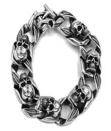 Gothic Skull Armband Edelstahl Titanschmuck Punk Cool Auto Herren Jungen Ganz 351Blink Chain Link5176279