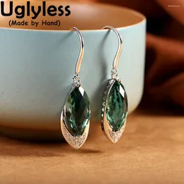 Dangle Earrings Uglyless Facet Green Crystals For Women Elegant Water Drop Earring Exotic Lady Dress Jewelry Fashion Brincos 925 Silver