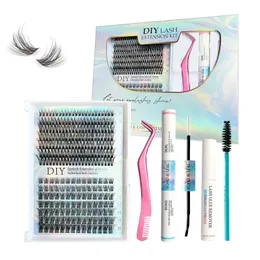 Ögonfransar 280st kluster Lash Bond and Seal Makeup Tools DIY Lashes Extension Kit för limning av fransar Limning av limtillbehör 240426